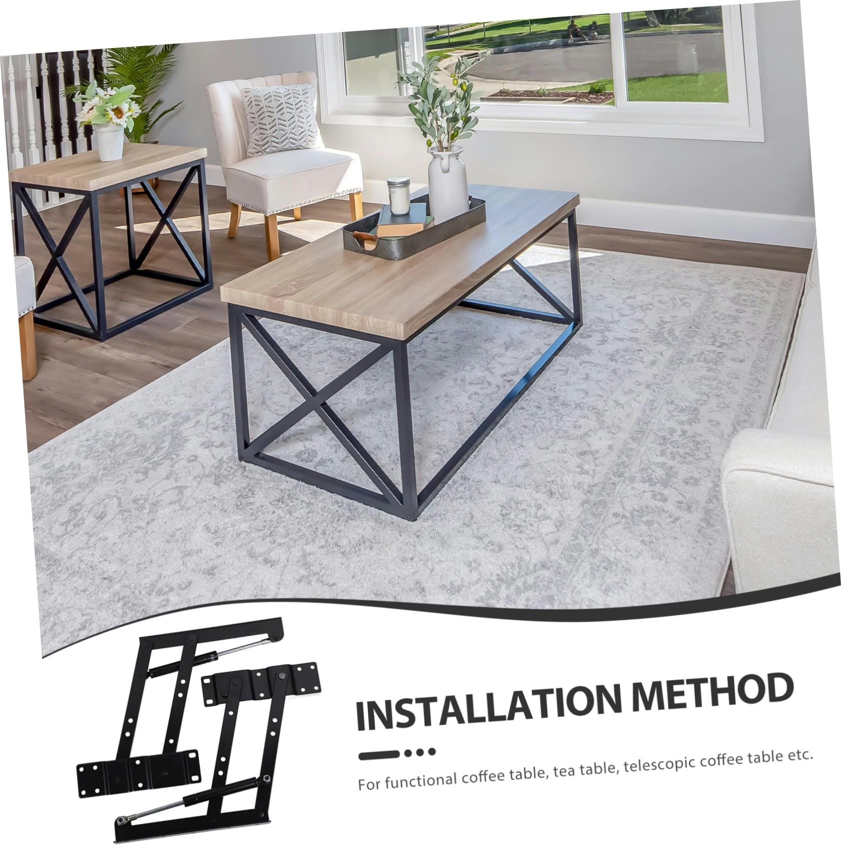 NOLITOY Soporte Elevable de Muebles con Duradero Estructura Resistente para Mesa de Trabajo Herrajes Ajustables para Mesas de Color Negro