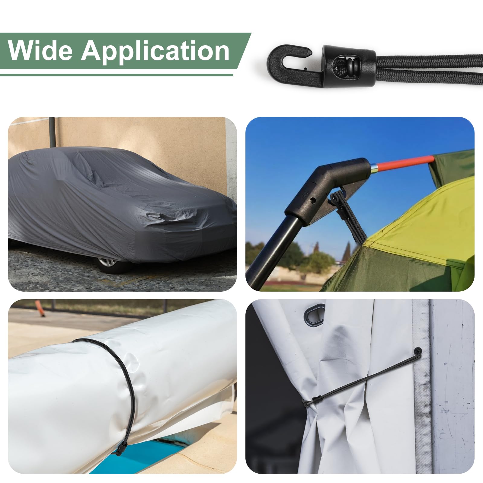 LALAGO 20 sztuk gumek napinających z hakami + klipsy do plandek, ekspandery z hakami 35 cm, napinacze plandeki z klipsami do plandeki, czarne, do gumek namiotowych, plandek, siatek, banerów, na