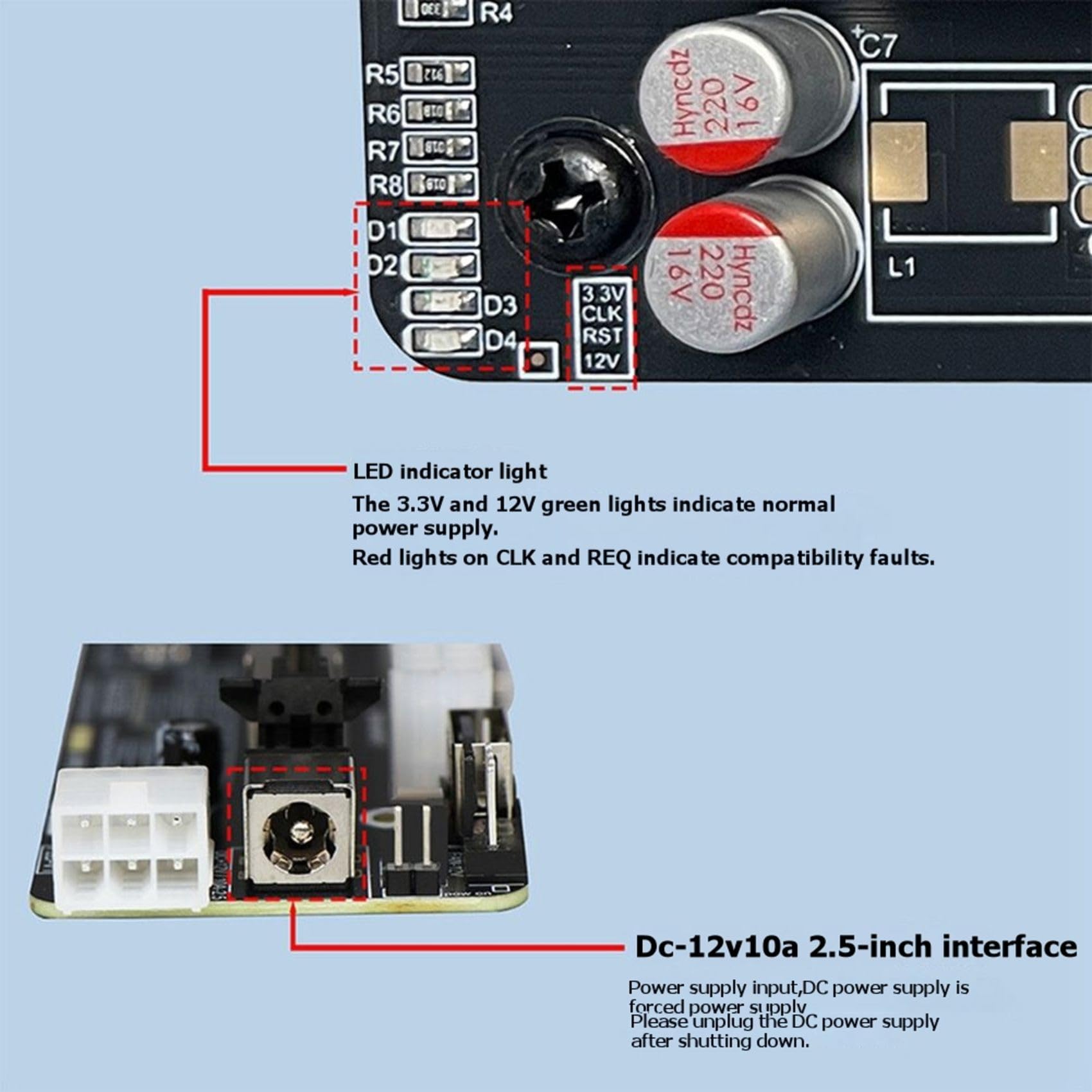 Docking Station OCuLink per Scheda Grafica GPU 64G SFF-8612 A PCIe, Scheda di Espansione Esterna per Mini PC con Scheda Madre F2D