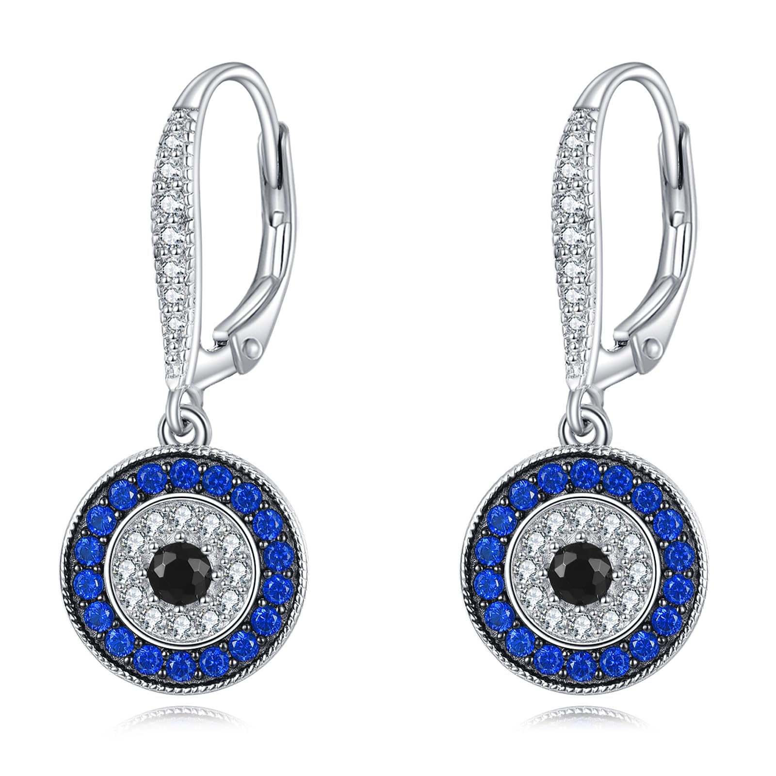 VONALA Pendientes de ojo turco para mujer, plata de ley 925, aretes colgantes de gota de mal de ojo, regalos para familiares y amigos