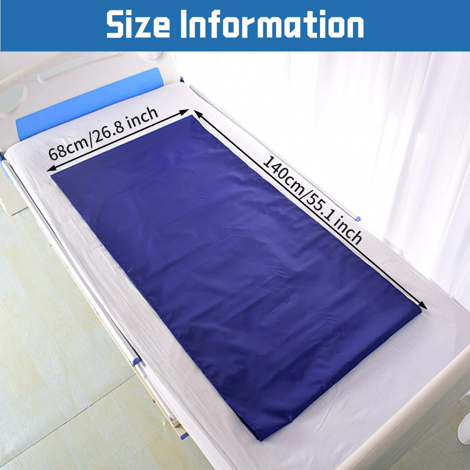 Sábana Hoja Deslizante para Cama Transferencia, Hoja Tela Deslizante Reutilizable Paciente, Lona Corredera para Asistencia Hospital y Hogar, Bariátrica Obesidad, Ancianos, Desactivado(68 x140cm, Azul)