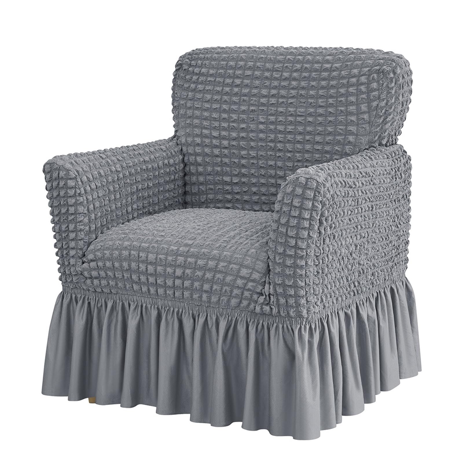 PBTMCD Solid Stretch Wing Chair Cover Seersucker Armchair Slipcover With Skirt High Elastic Spandex(3#)