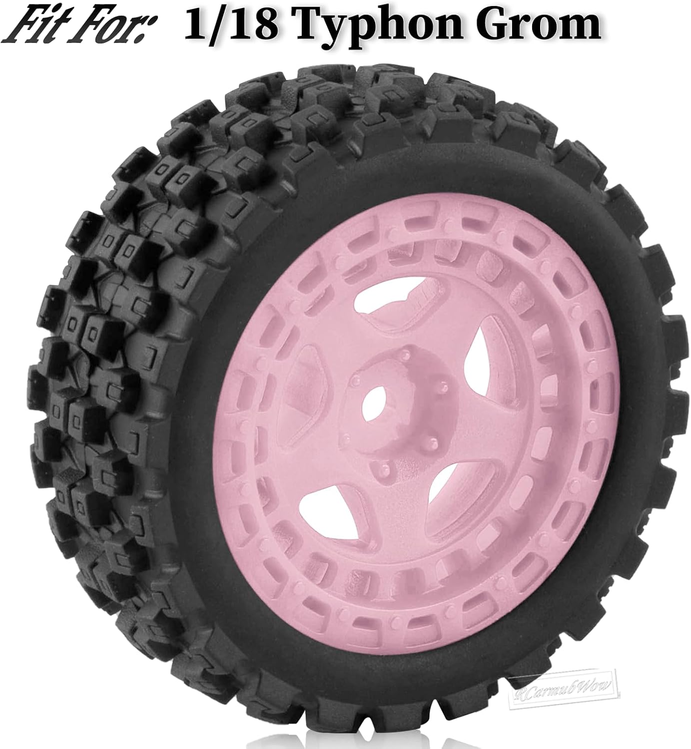 RC Wheels and Tires for 1/18 Typhon Grom RC Crawler Car,RC Buggy Wheels & Rubber Tires,RC Truck Tires RC Wheels,4pcs,Pink