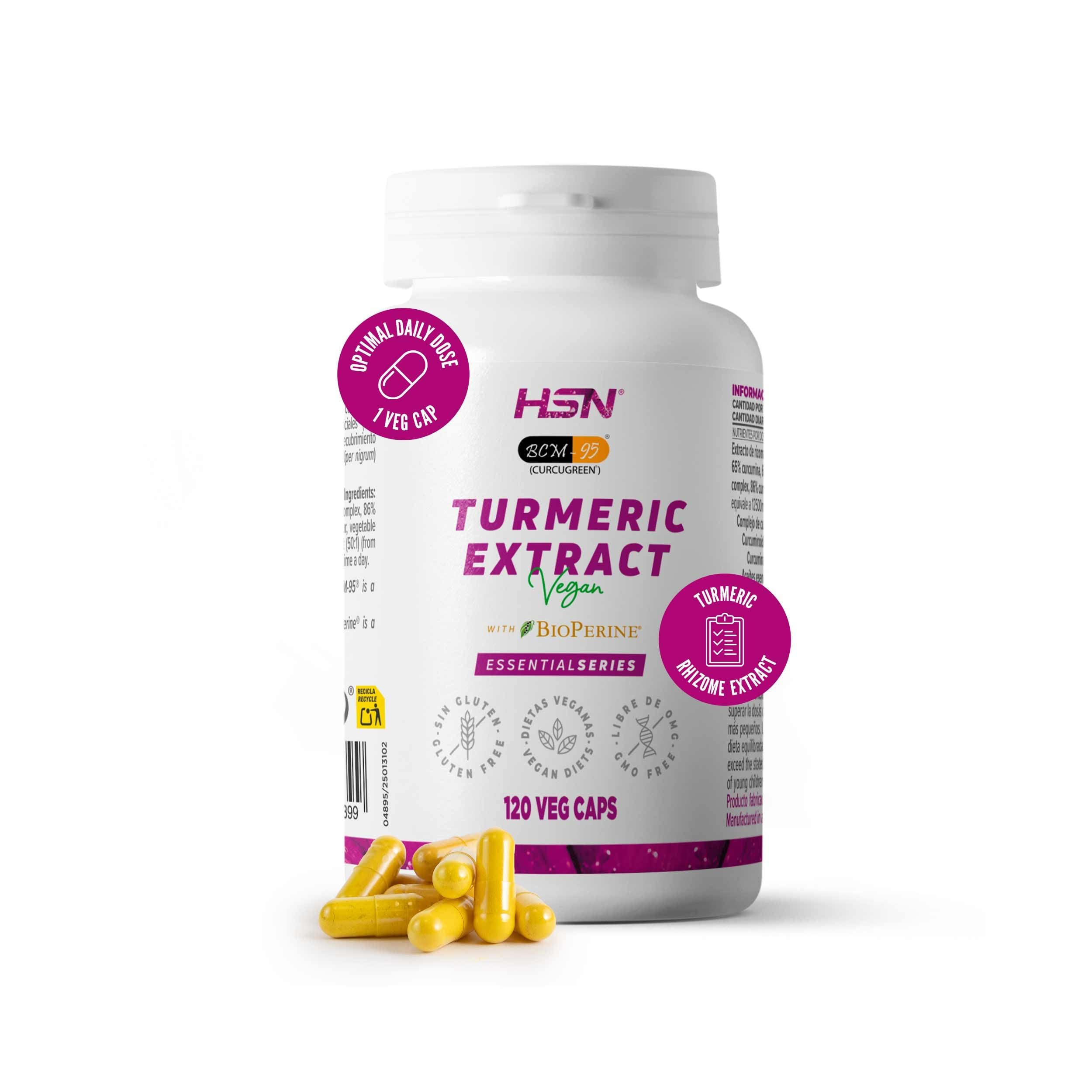 HSN Curcugreen® Kurkuma-Extrakt 500 mg BCM-95® mit BioPerine® | 120 Pflanzliche Kapseln | 95% Curcuminoid-Komplex | Hohe Bioverfügbarkeit | Ohne Gentechnik, Vegan, Glutenfrei