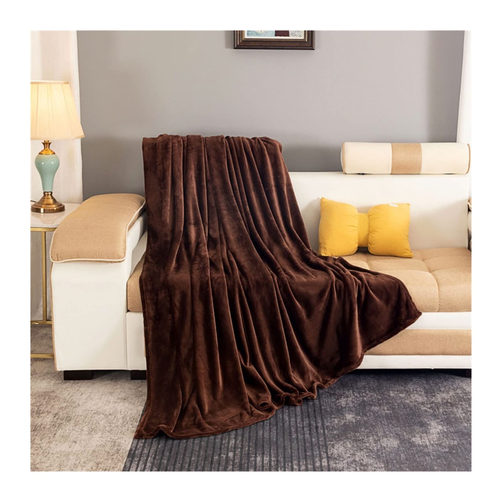 EBzvblxm Cooling Blanket for Summer, Cooling Winter Plaid Blanket Multicolor Multiple Sizes(Coffee,150x200cm)