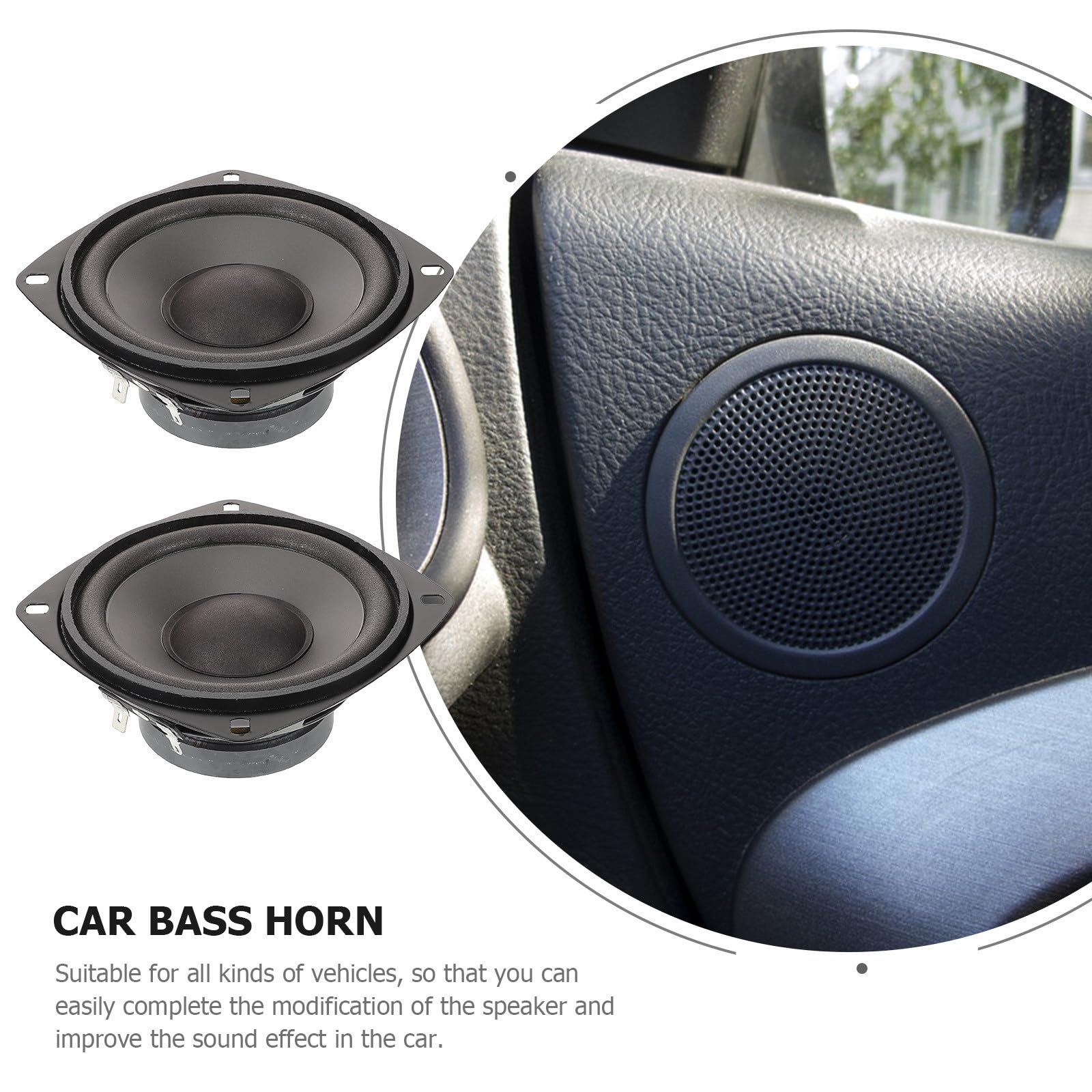 USHOBE Bocina Coaxial para Coche 600w 12v 4 Ohmio, Hierro PP Negro