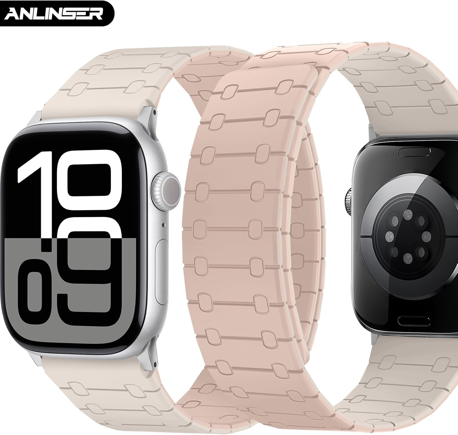 Anlinser Compatible with Apple Watch Band 42mm 41mm 40mm 38mm for Women Men, Double Side Reversible Magnetic Strap for iWatch Series 11/10/9/8/7-1 SE (Starlight/Pink) - Image 2
