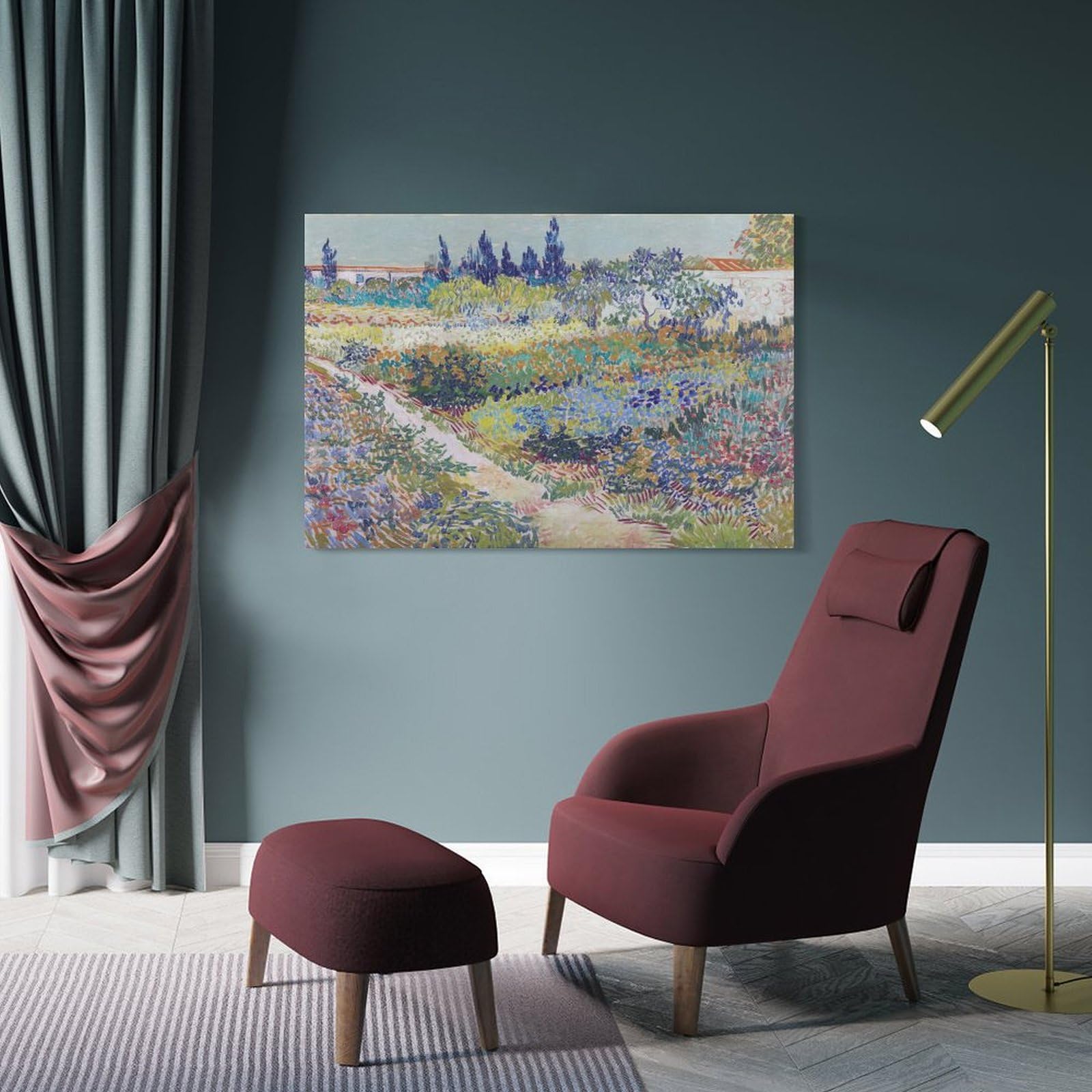 Amazon.co.jp: フィンセント・ファン・ゴッホ 絵画『花咲く庭と小道