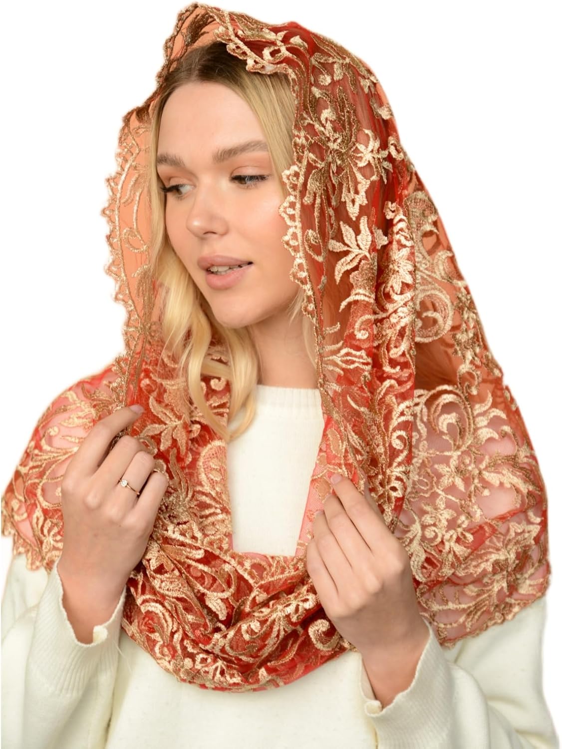 Catholic Mantilla Mass Infinity Veil Church Lace Veil Spanish Chapel Church Veil Women Cathedral Mass Infinity