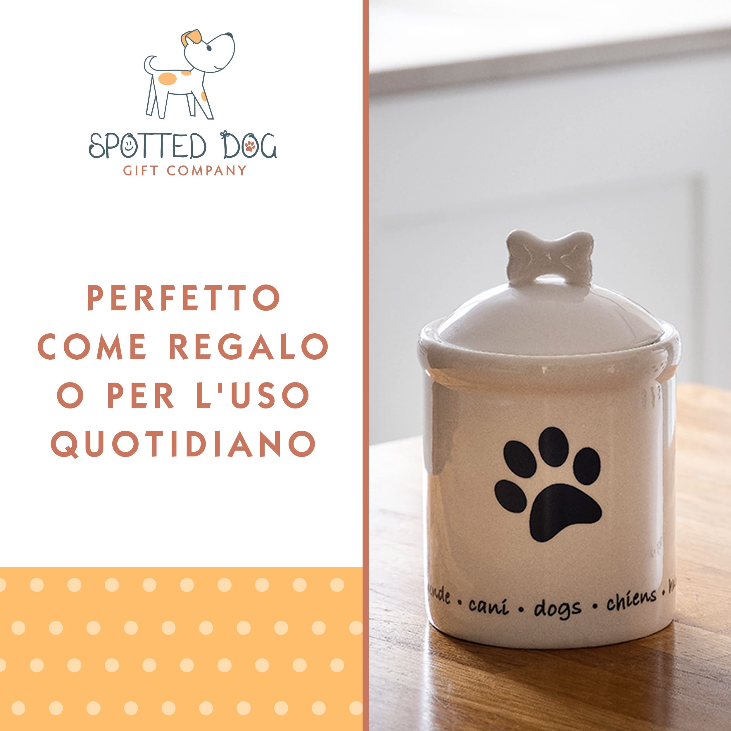 SPOTTED DOG GIFT COMPANY - Barattolo da cucina per cibo cani e biscotti per cani - idee regalo - in ceramica