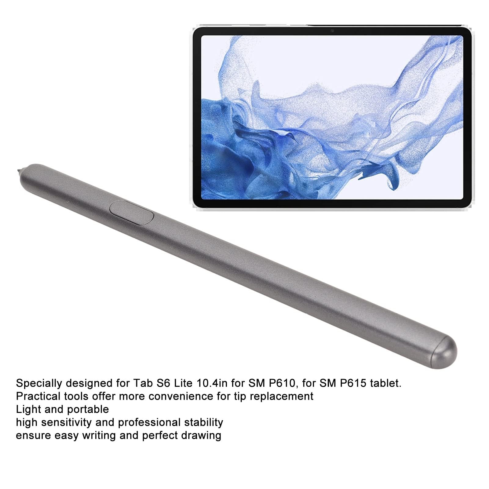 Dpofirs Tab S6 Pen para Tab S6 10.5in SM T860 SM T865, Stylus Pen Touch Pen con 5 X Pen Nib, Tablet Stylus de Reemplazo de Alta Sensibilidad (Gris)