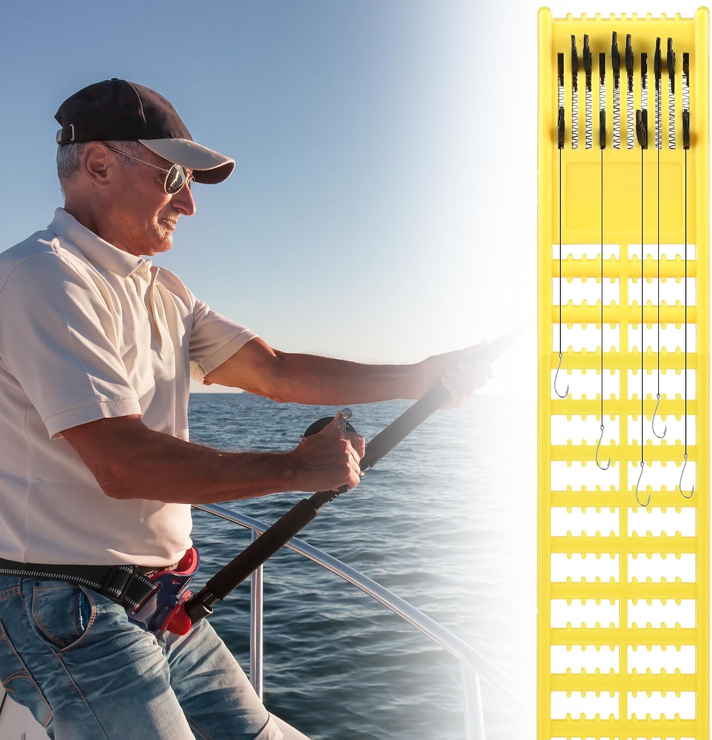 Meooeck 8 Pieces Fish Hook Holder Snelled Fishing Leader Holder 10.6 x 2.36 x 0.67 Inch Line Organizer for Storing Line Rigs