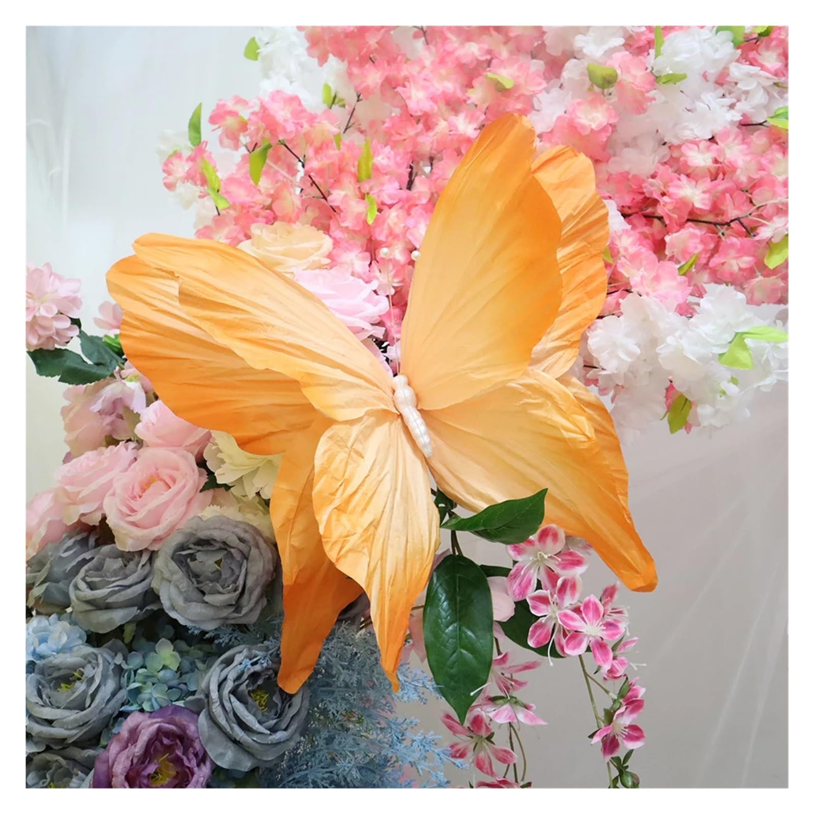 Riesige Schmetterlingsdekoration aus Papier | Riesiger simulierter 3D-Papierschmetterling – Bühnendekoration for Hochzeiten im Freien(Purple,50cm)