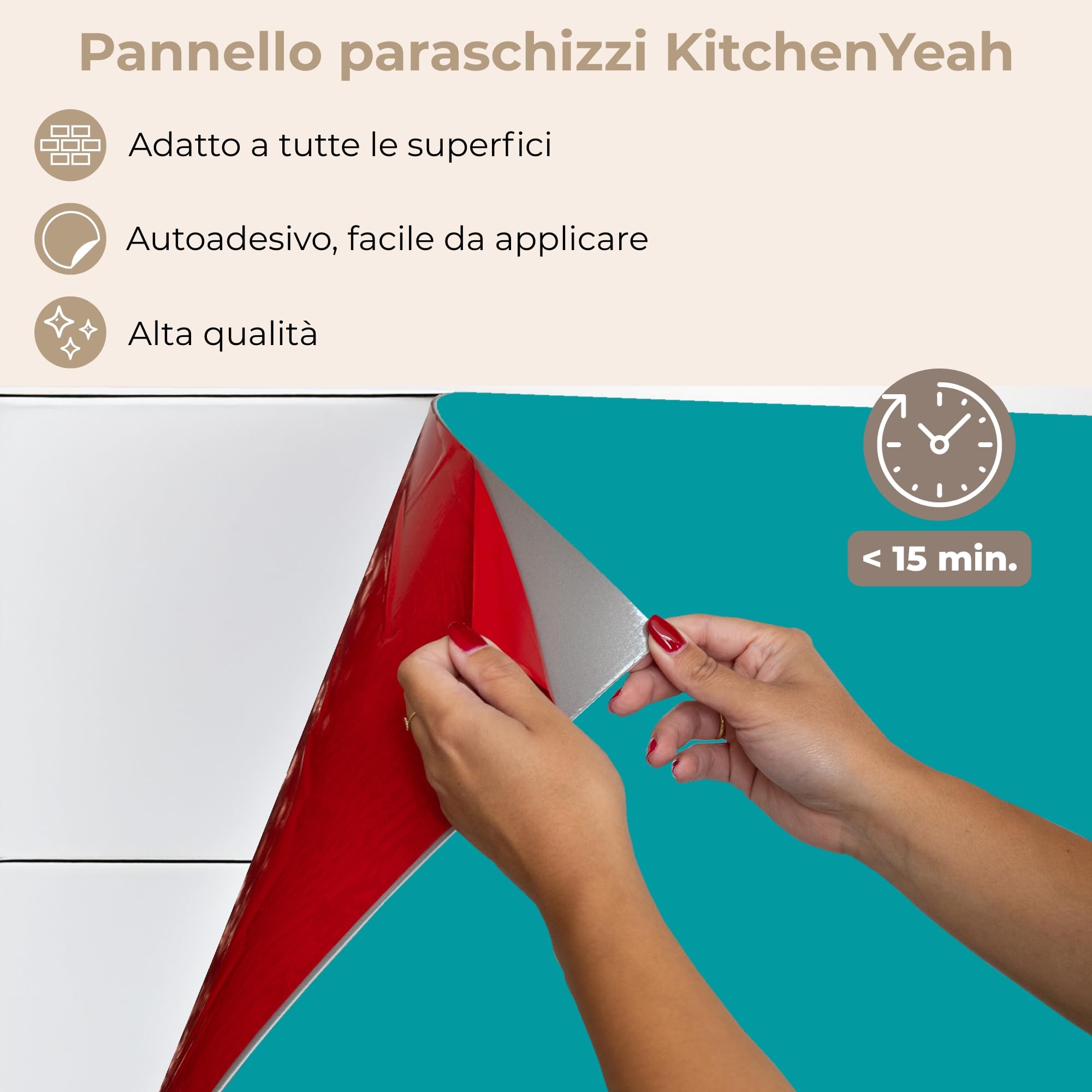 KitchenYeah© Paraschizzi Cucina Adesivo 80x250 cm Pannello Parete Paraspruzzi Rivestimento Blu - Aqua - Motivo