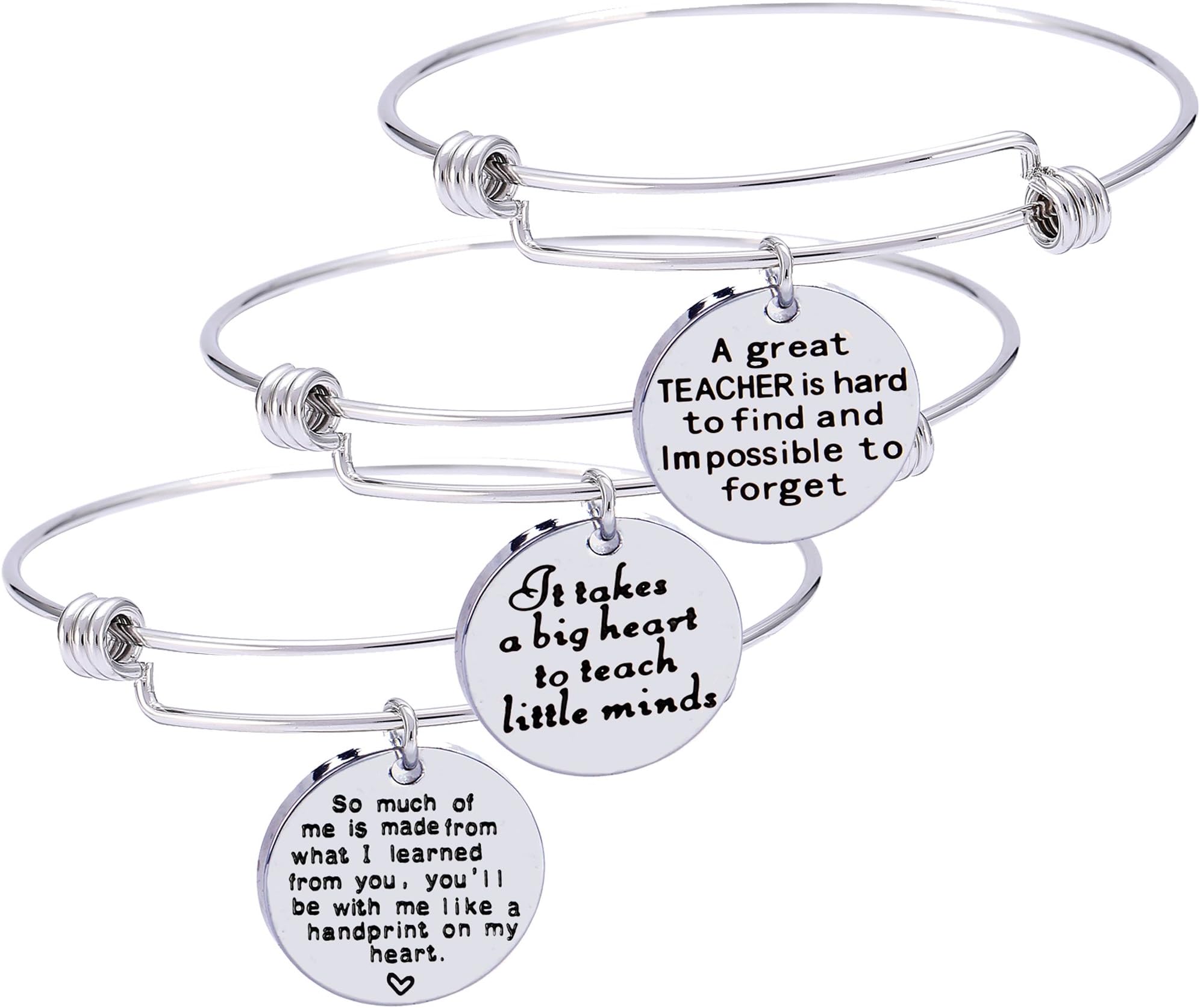 NzztontPack Of 3 Teacher Bangles Gifts For Teacher Open School Gifts For Teachers Thank You Bangle Bracelets