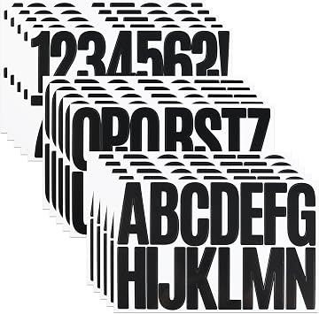 3 Inch Black Letter Number Stickers, 15 Sheets, 240 Pieces