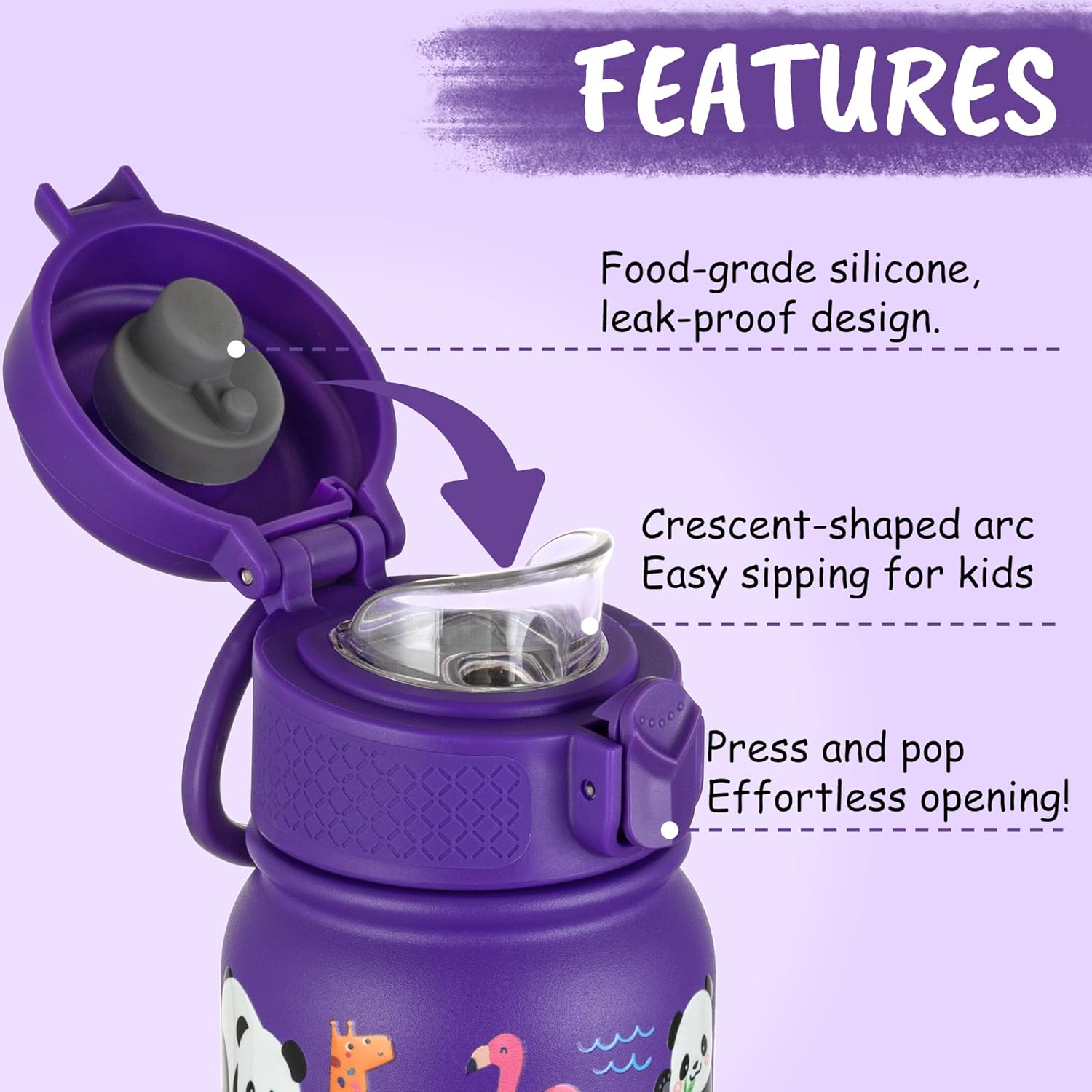 GOPPUS 12oz Kids Water Bottle with Straw Lid – BPA-Free, Leak-Proof, Insulated Stainless Steel – Sweat-Proof, Reusable for School, Sports, and Outdoor Activities - Image 3