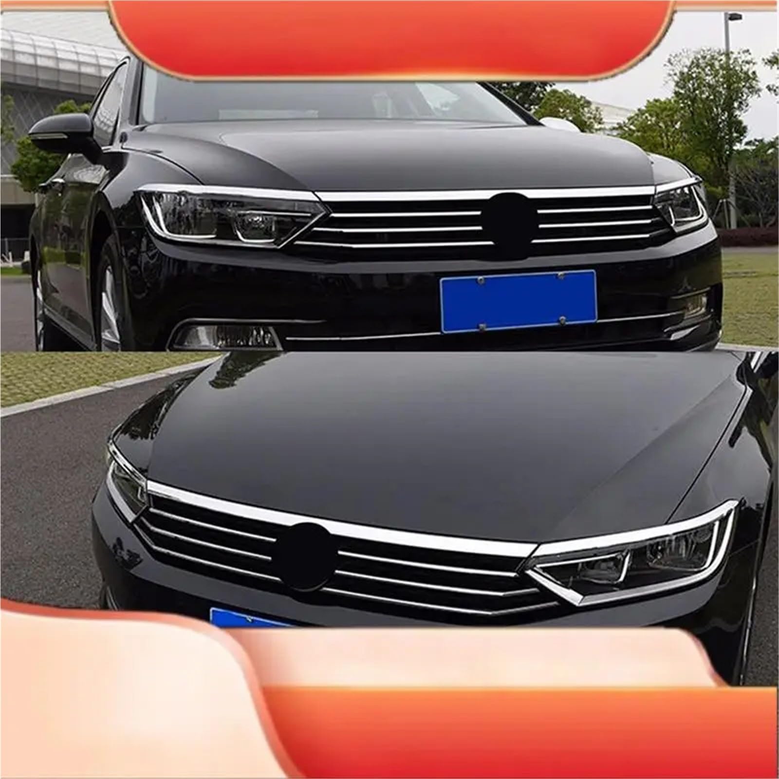 kształcie brwi 2-częściowa osłona reflektora przedniego samochodu, jasna taśma, pasuje do VW Magotan Passat B8 Sedan Variant 2017-2021 dekoracyjna osłona powieki