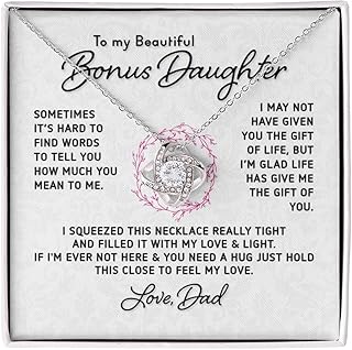 To My Bonus Daughter Necklaces - Bonus Daughter Gifts From Stepdad, Stepdaughter Gifts From Stepmom, Step Daughter Gifts From Stepdad, Father Stepdaughter Necklace, Christmas Gifts For Bonus Daughter