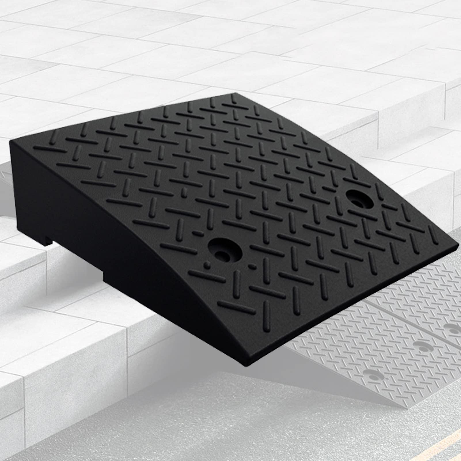Rubber Curb Ramps for Loading Dock Garage Sidewalk Threshold Ramp for Truck Scooter Bike Motorcycle Wheelchair Mobility 50 * 50 * 7cm Expansion Bolts Included