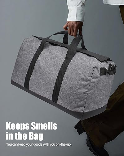 Vista 5 de FIREDOG Bolsa de lona a prueba de olores, bolsa grande a prueba de olores para almacenamiento de viaje Gris
