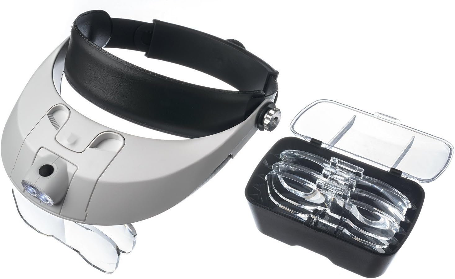 Head Mount Magnifier, SPANE 2016 Handsfree Magnifier with Detachable LED Head Lamp - 5 Interchangeable Lens. Comfortable Fit and Adjustable Helmet Band ABS Molded Acrylic Lens