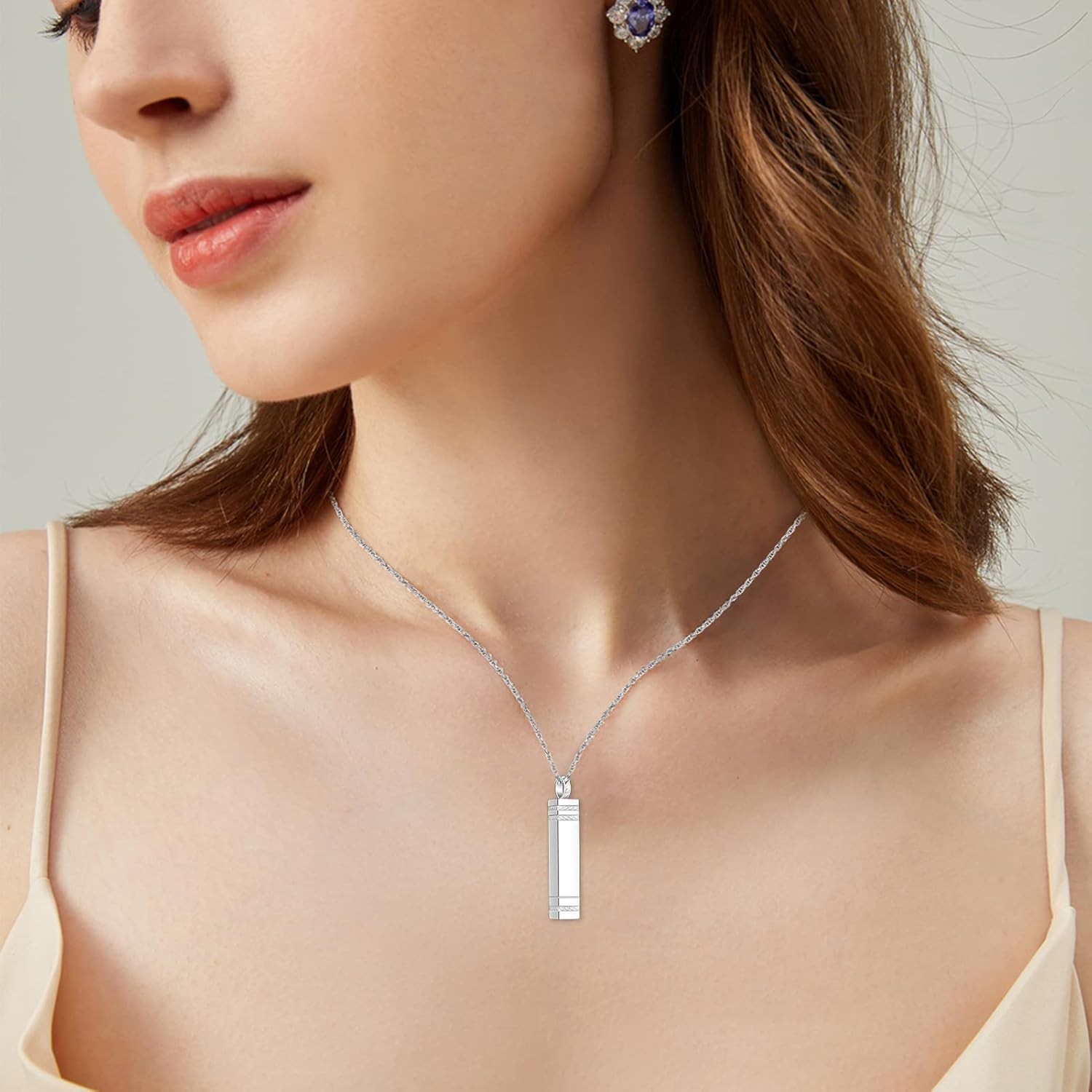 abooxiu Urn Necklace for Ashes Memorial Cremation Jewelry for Ashes Stainless Steel Ashes Jewelry Cube Ashes Necklace Bar Urn Pendant for Women Men - Image 6