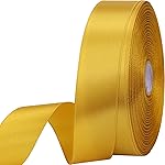 1 inches 50 Yard Golden Satin Ribbon for Gift Wrapping, Wedding, Crafts, Christmas,Easter, Floral, Hair, Invitation Decorations and More
