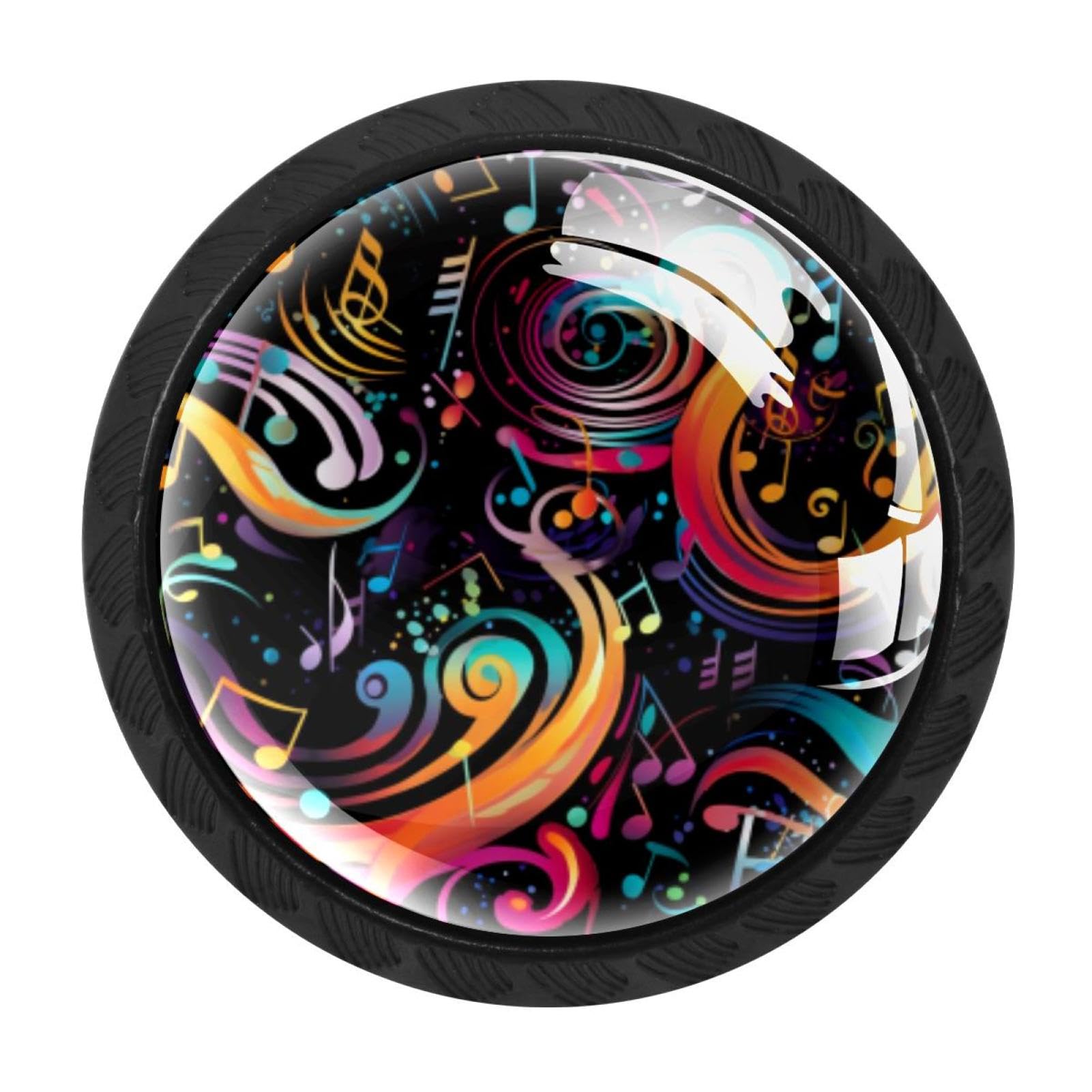 Chenzzzz Multicolored 10 4 Pieces Black Cabinet Pull Handle With Screws,Music Note Kitchen Knobs, Hardware For Cupboard Drawer Dresser