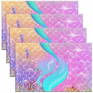 Amazon.com: Mermaid Scales Placemats Colorful Gradient Rainbow Dreamy ...