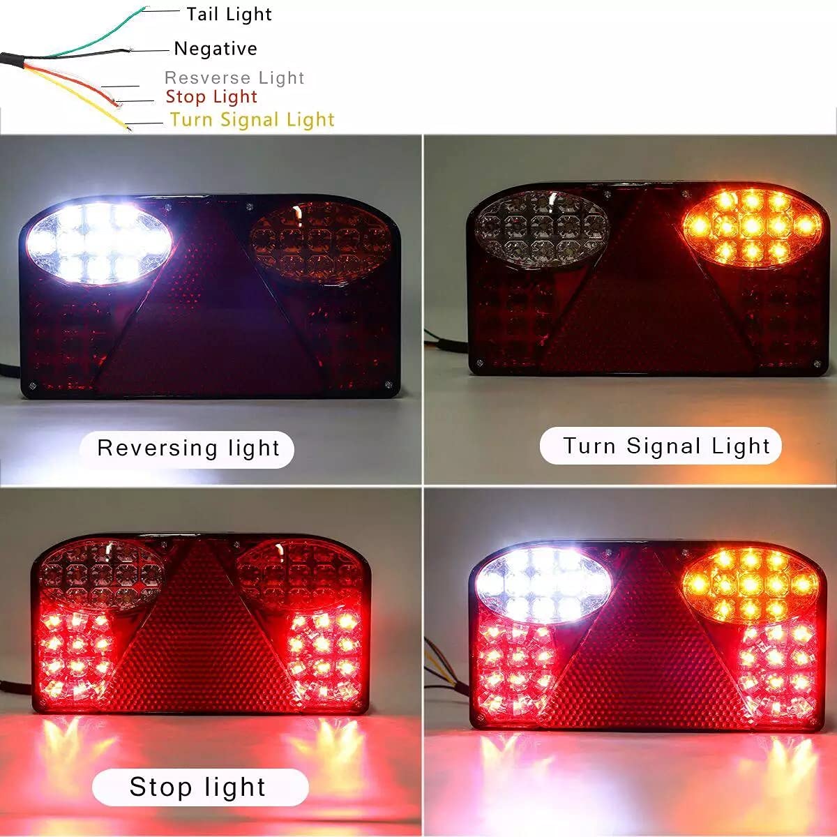 1 paio di fanali posteriori per auto a LED, per camion, fanali posteriori, 12 V-24 V, per piccoli veicoli