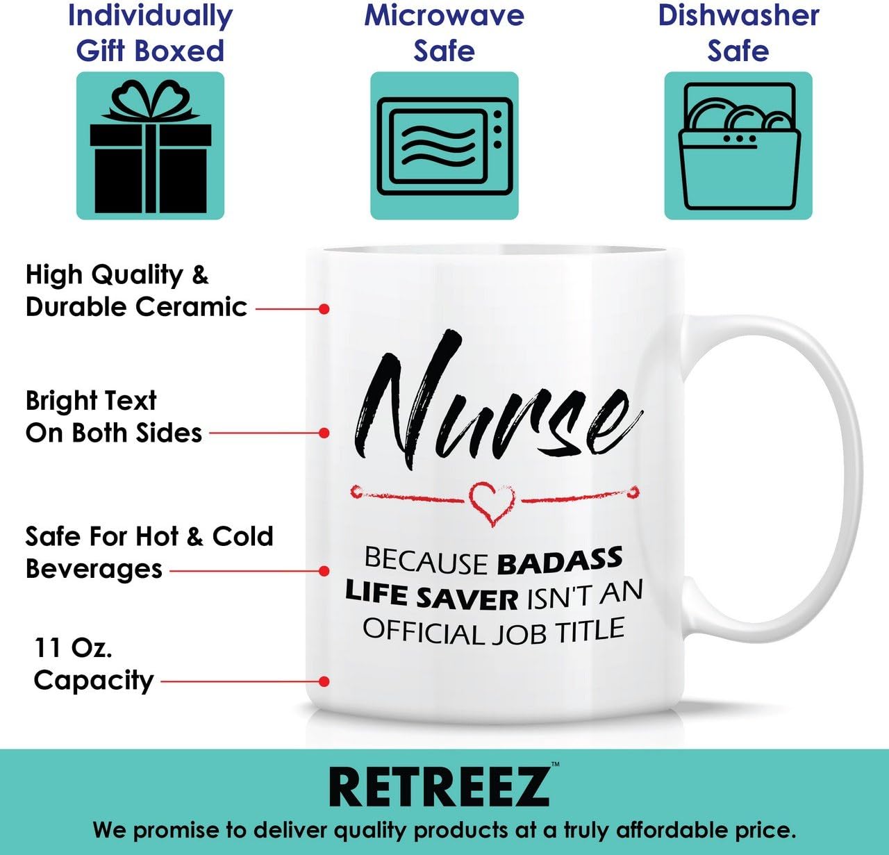 Up To 50% OFF Retreez Funny Mug - Nurse cause Badass Life Saver isn't an Official Job Tittle 11 Oz Ceramic Coffee Mugs - Funny, Sarcasm, Inspirational birthday gifts for friends, coworkers, siblings, dad or mom.