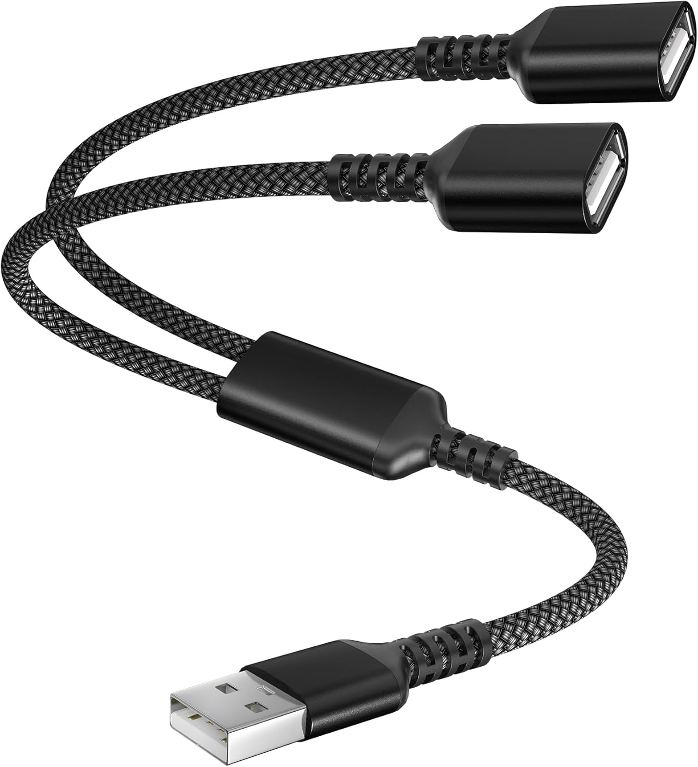Itramax USB Splitter 1 in 2 Out 1FT,USB-A Splitter Cable 1 Male to 2 Female Split,Dual/Double USBA Port Hub Split for PC,Laptop,Keyboard,Mouse,Printer,Flash Drive,LED,Support Data and Charging