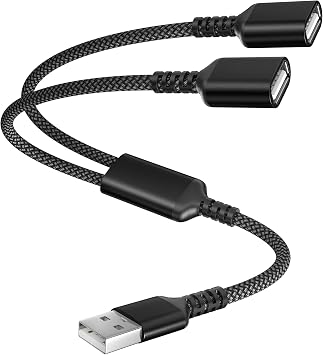 Itramax USB Splitter 1 in 2 Out 1FT,Dual Port Extender Hub,USB Splitter Y Cable Male to Female Extension Adapter,Data Power Charger Split Converter for Xbox One Series,Car,Laptop,Mac,Keyboard,PS4,PS5