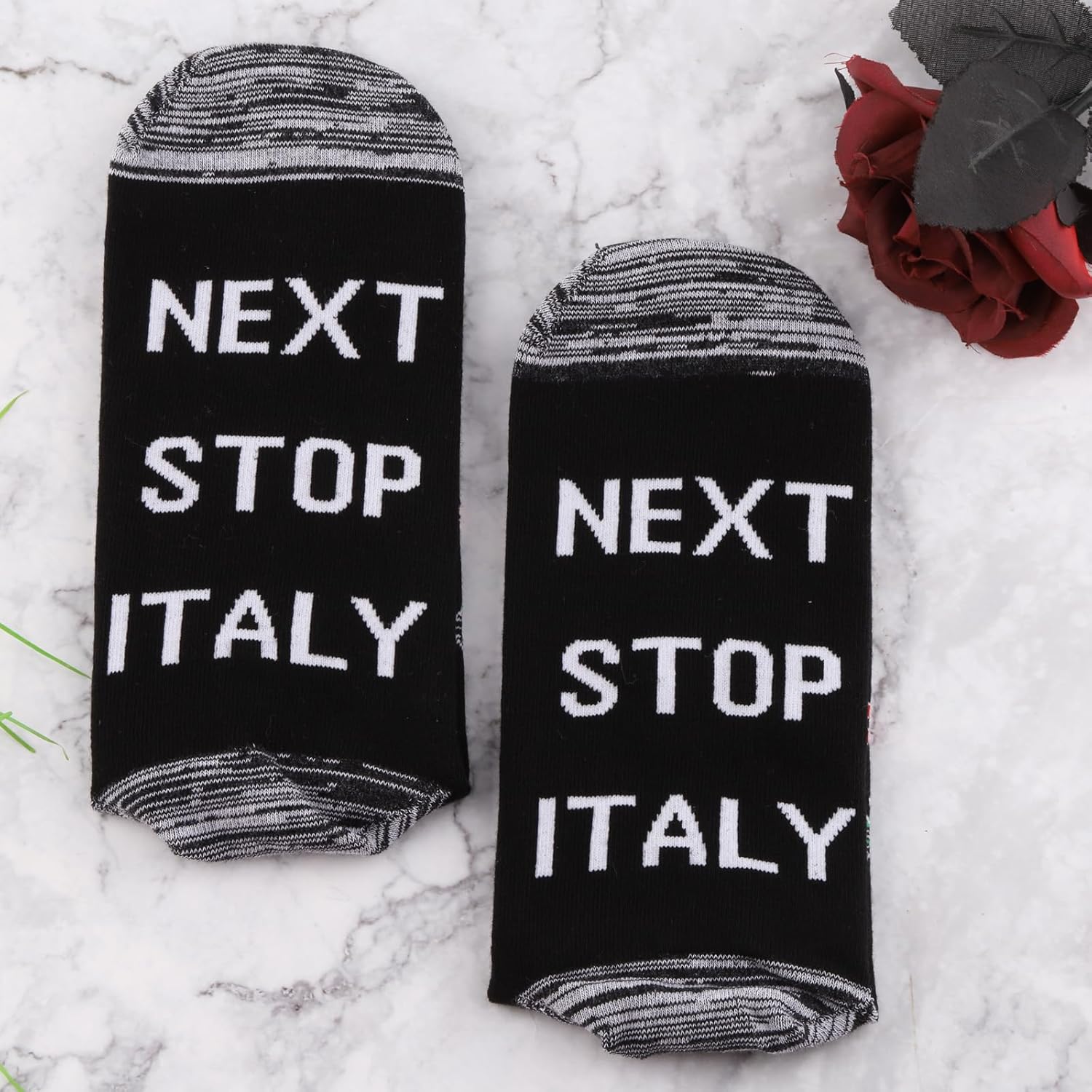 JXGZSO Italy Symbols Gift Next Stop Italy Socks Italy Lover Gift Italy Trip Gift Europe Travel Gift World Traveler Socks - Image 3