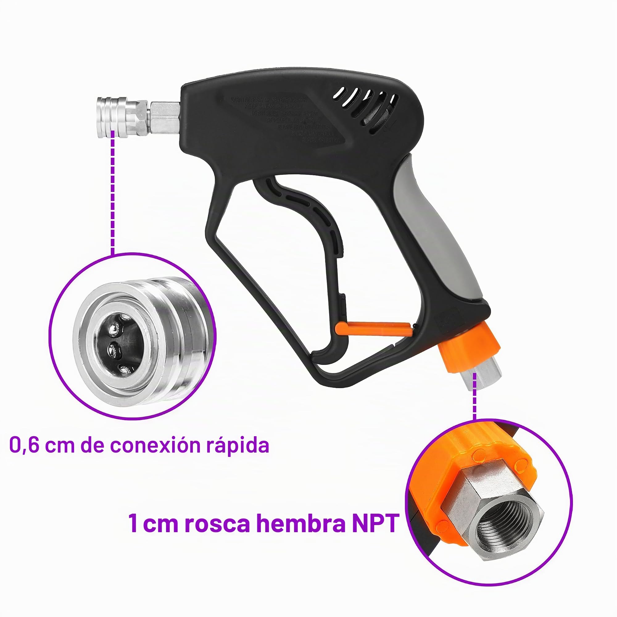 PWACCS Pistola de Lavado a presión con Giratorio, Pistola de Lavado eléctrica Corta con Conector rápido de 3/8 Pulgadas, Ajuste M22 de 14 mm/15 mm, 5 Puntas de Boquilla de Lavado a presión con | Pistola de lavado eléctrico, conector rápido de 3/8 pulgadas