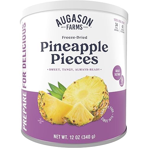 Augason Farms Freeze Dried Pineapple Pieces Can, Emergency Food Supply, Everyday Meals, 34 Servings