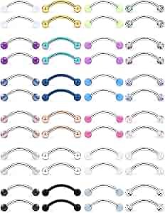 Hoeudjo 48PCS 14G Glow in The Dark Snake Eyes Tongue Rings Surgical Steel  Curved Barbell Nipplerings Nipple Ring Body Piercing Jewelry for Women Men  14mm 9/16 Inch Silver-Tone Rose Gold Black : Clothing, Shoes & Jewelry -  Amazon.com