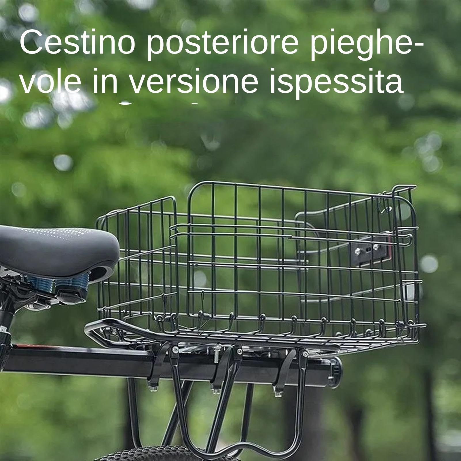 Cesto Posteriore In Bicicletta Pieghevole, Cesto Di Stoccaggio In Bicicletta, Vettore Posteriore Per Bici Elettriche Con Spaziosa Capacità Di Stoccaggio, Costruzione In Metallo Portatile, 37 X 27 X 20