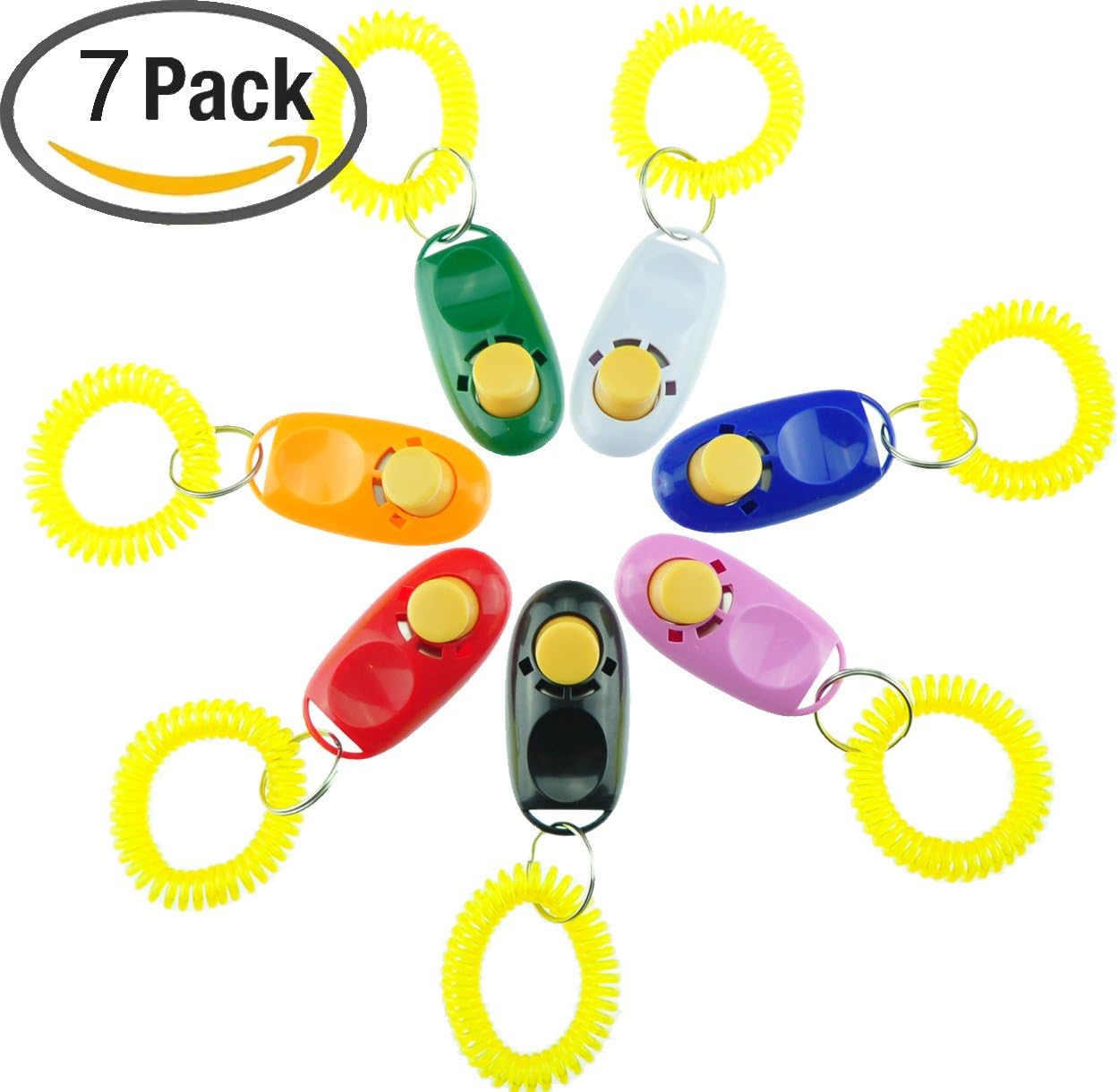 EcoCity Pet Training Clicker with Wrist Strap 7 Pack Dog
