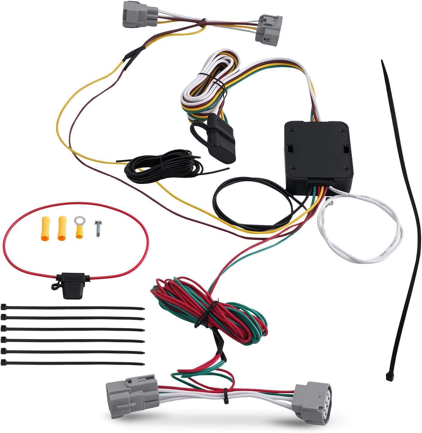 maXpeedingrods 4 Pin Trailer Wiring Harness for Toyota Tacoma 2005-2015, Hilux 2008-2012, T100 1993-1998, Vehicle Standard 4 Way Hitch Harness, 4-Pin Flat Trailer Connector Plug 55513