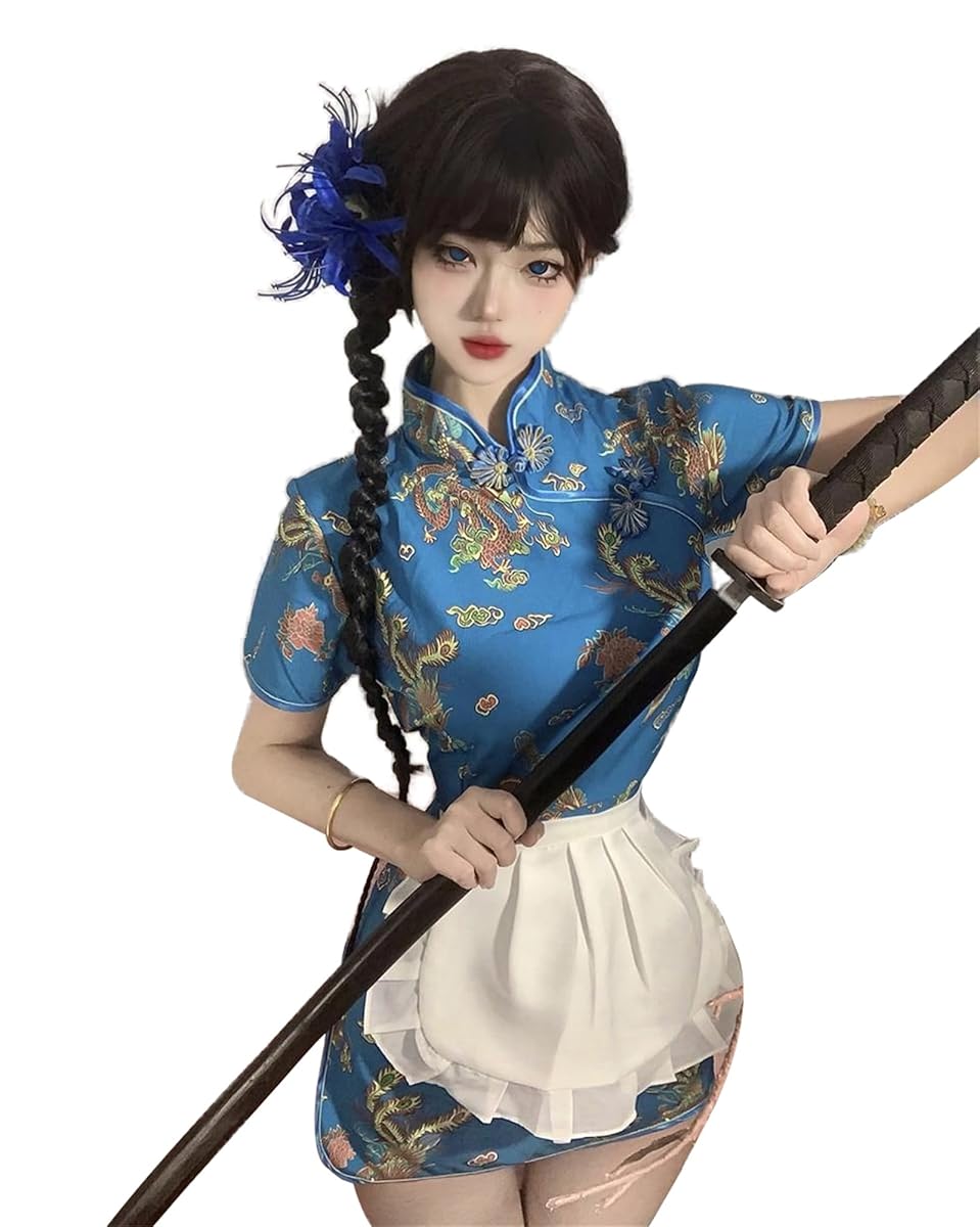 セクシー チャイナ チャイナドレス メイド ドレス チャイナ 服 コスプレ ゴスロリ 花柄 可愛い ロリータ ワンピース 萌え ボンデージ ボディコン ミニ コスチューム 中華風 チャイナ風 ランジェリー 衣装 仮装 ハロウィン レディース