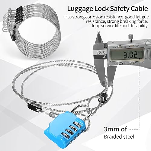 Miniatura 4 de Paquete de 12 cables de seguridad para equipaje con bucles de 4 pies y 0.118 in recubierto de acero trenzado para bicicleta, cable de doble bucle