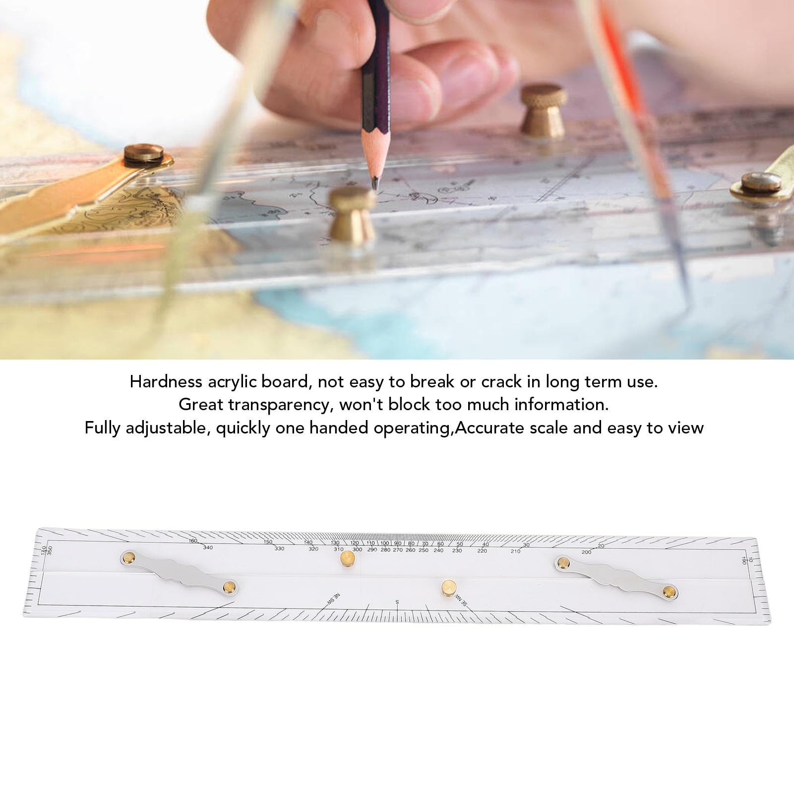 600 Mm Navigation Maritime Règle Parallèle - Haute dureté Transparent Outil Acrylique pour le Traçage du Graphique Nautique