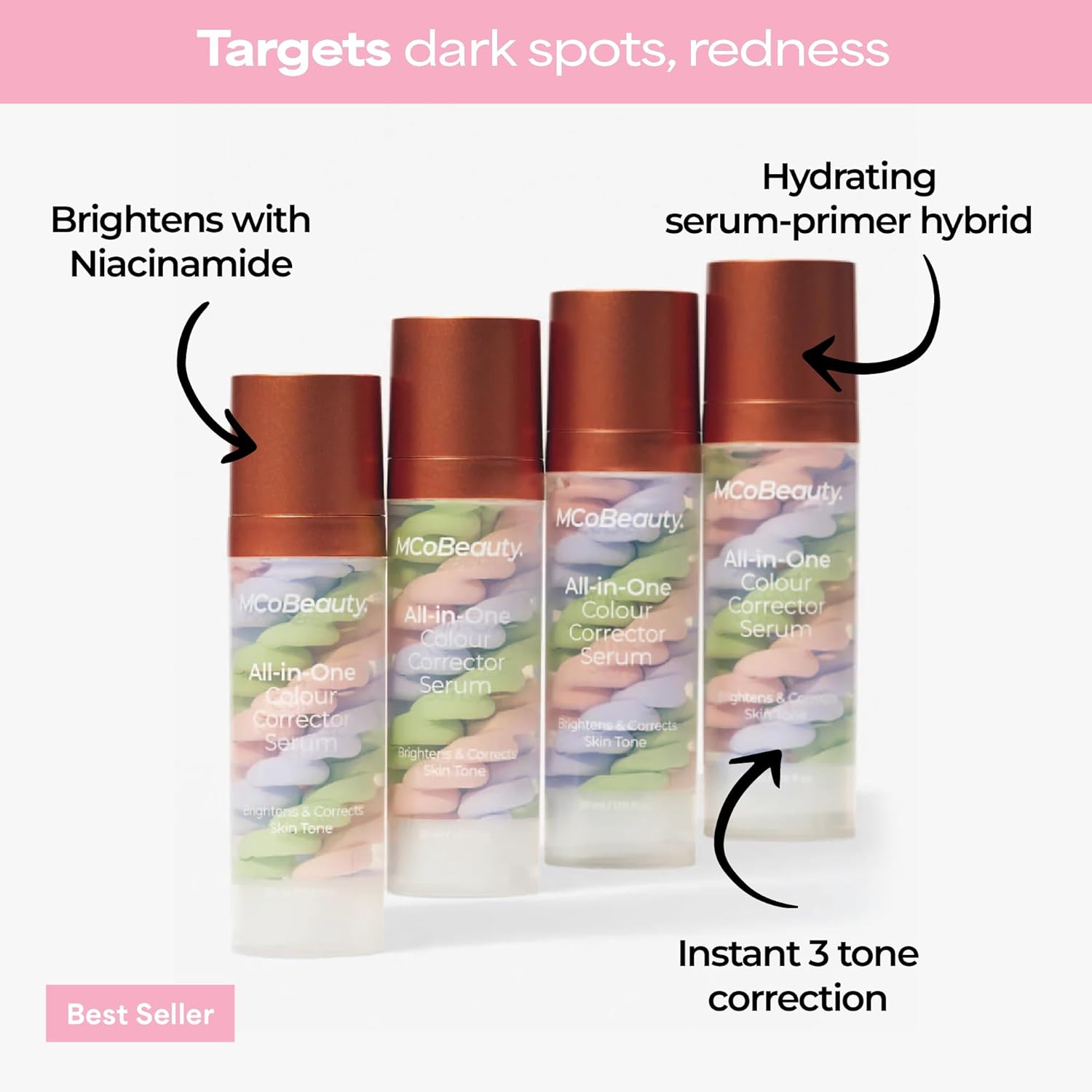 MCoBeauty - All-In-One Color Correcting Primer Makeup - Gel like Textured Serum with Niacinamide and Triple Pigment Blend - Face Make-up, Beauty Products - 30ml - Image 3