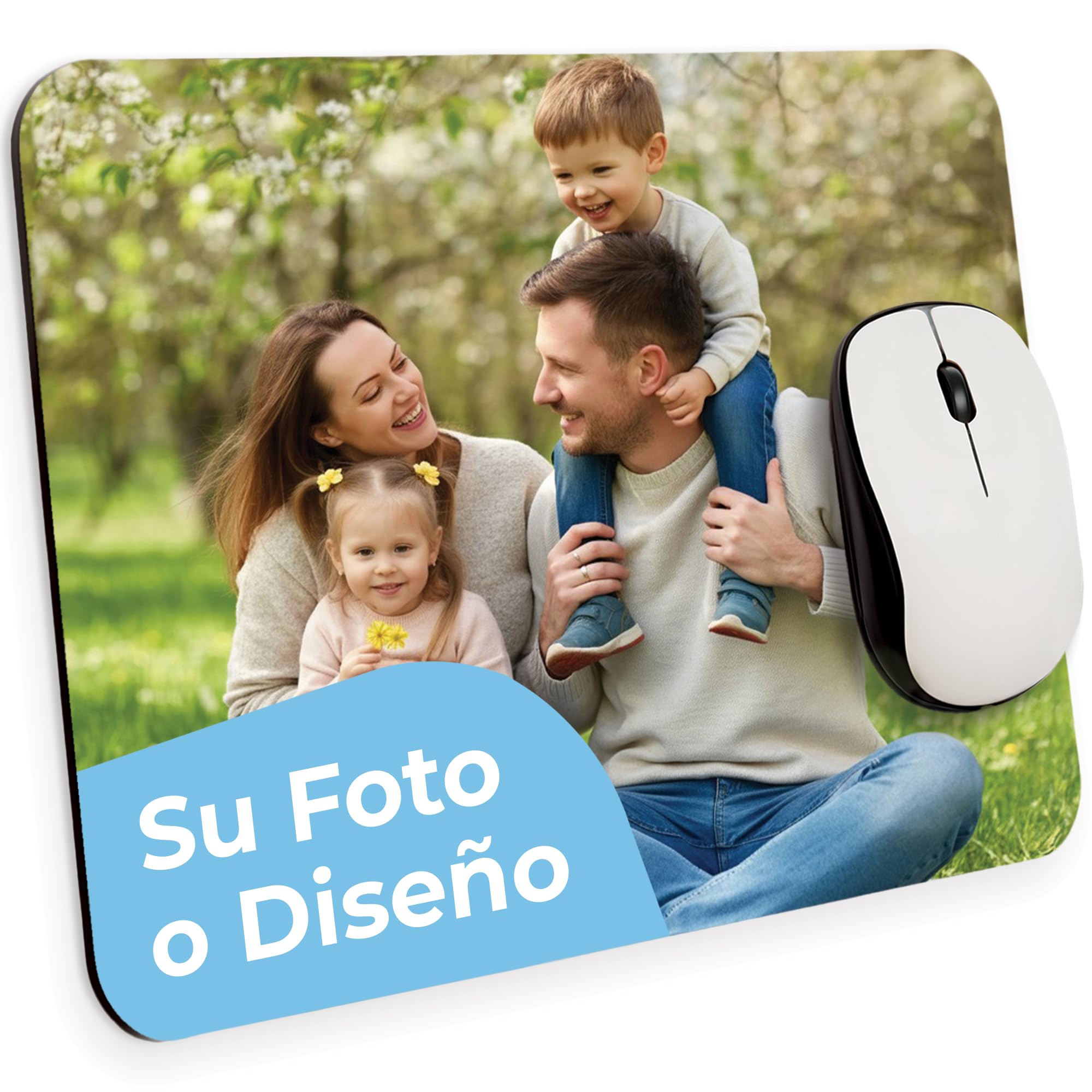 Cimpress Alfombrilla de Ratón Personalizada con Foto, Logo o Texto, 24,2 × 20,2 cm, Superficie Suave y Base Antideslizante, Alfombrilla de Escritorio para Gamers, Trabajo, Oficina y Hogar