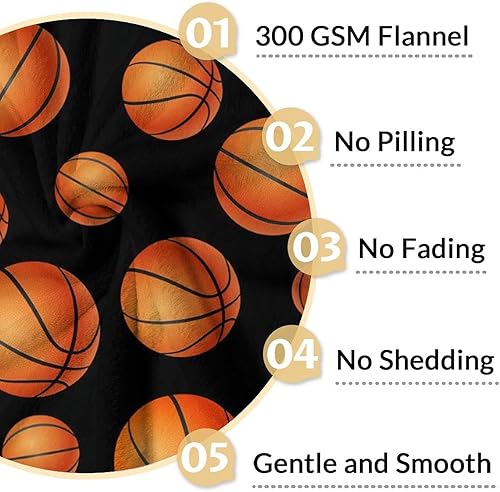 Miniatura 4 de Manta de baloncesto suave, afelpada y cálida, manta pequeña de 50 x 40 pulgadas para oficina, silla, manta deportiva negra, regalos para niños y