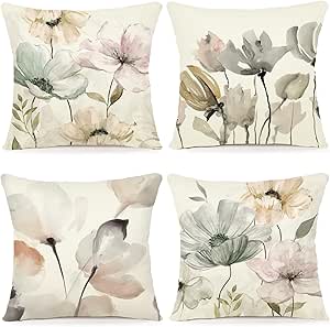 Yeecer 4er Set Kissenbezüge - Blaue Schwarze Rosen Samt Bezug 50x50cm