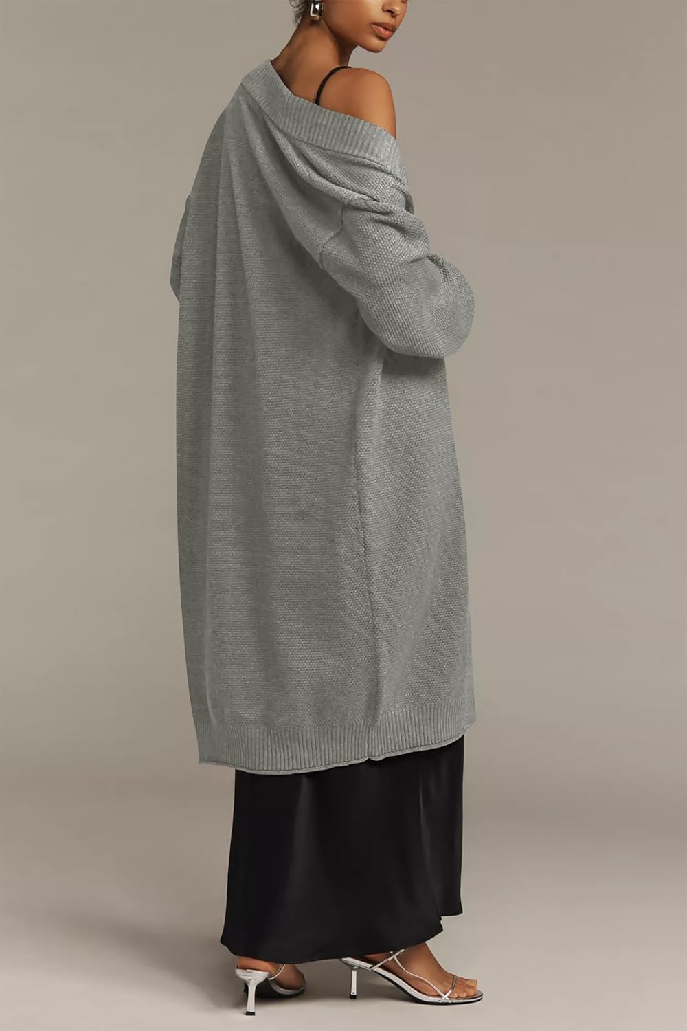 Cakulo Long Cardigan Sweaters for Women Fall Fashion 2025 Oversized Open Front Knit Pockets Cardigans Sweater Coat - Image 4