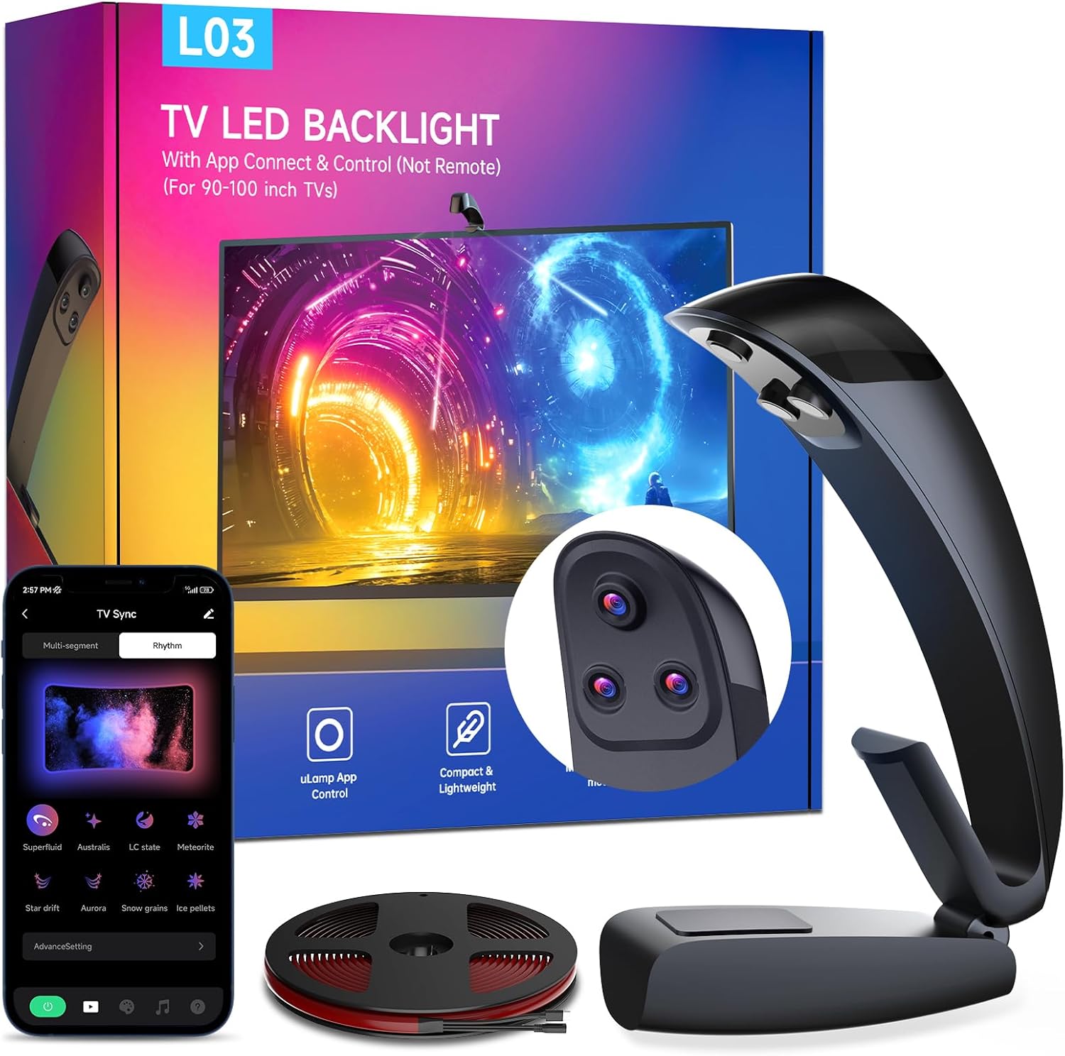 FFJ TV Lights That Change with TV, 21.3ft RGB Immersive LED Strip Backlight with 90-100 Inch Screen, Smart App Control, Music Sync, for Home Decoration – Upgraded Version